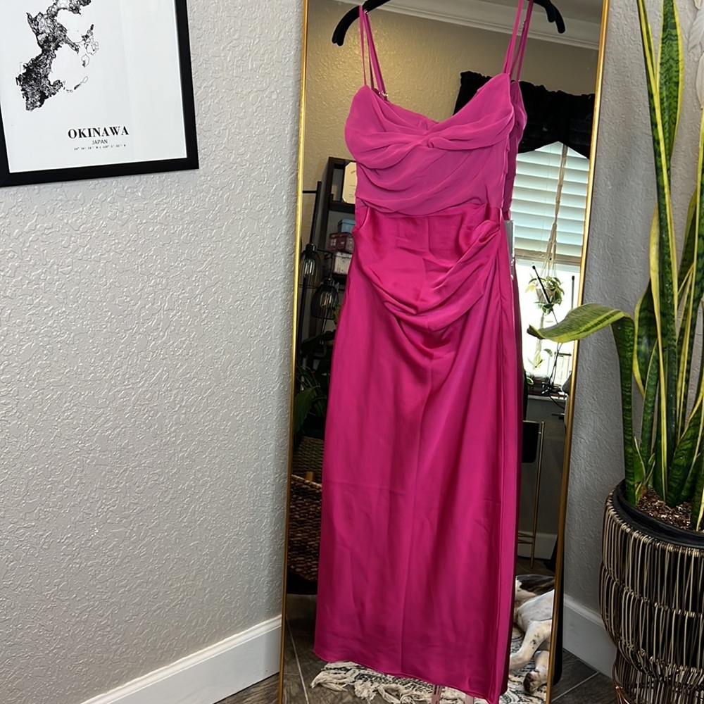 House of CB 'Teia' Hot Pink Draped Corset Midi Dress NWOT - Picture 7 of 11